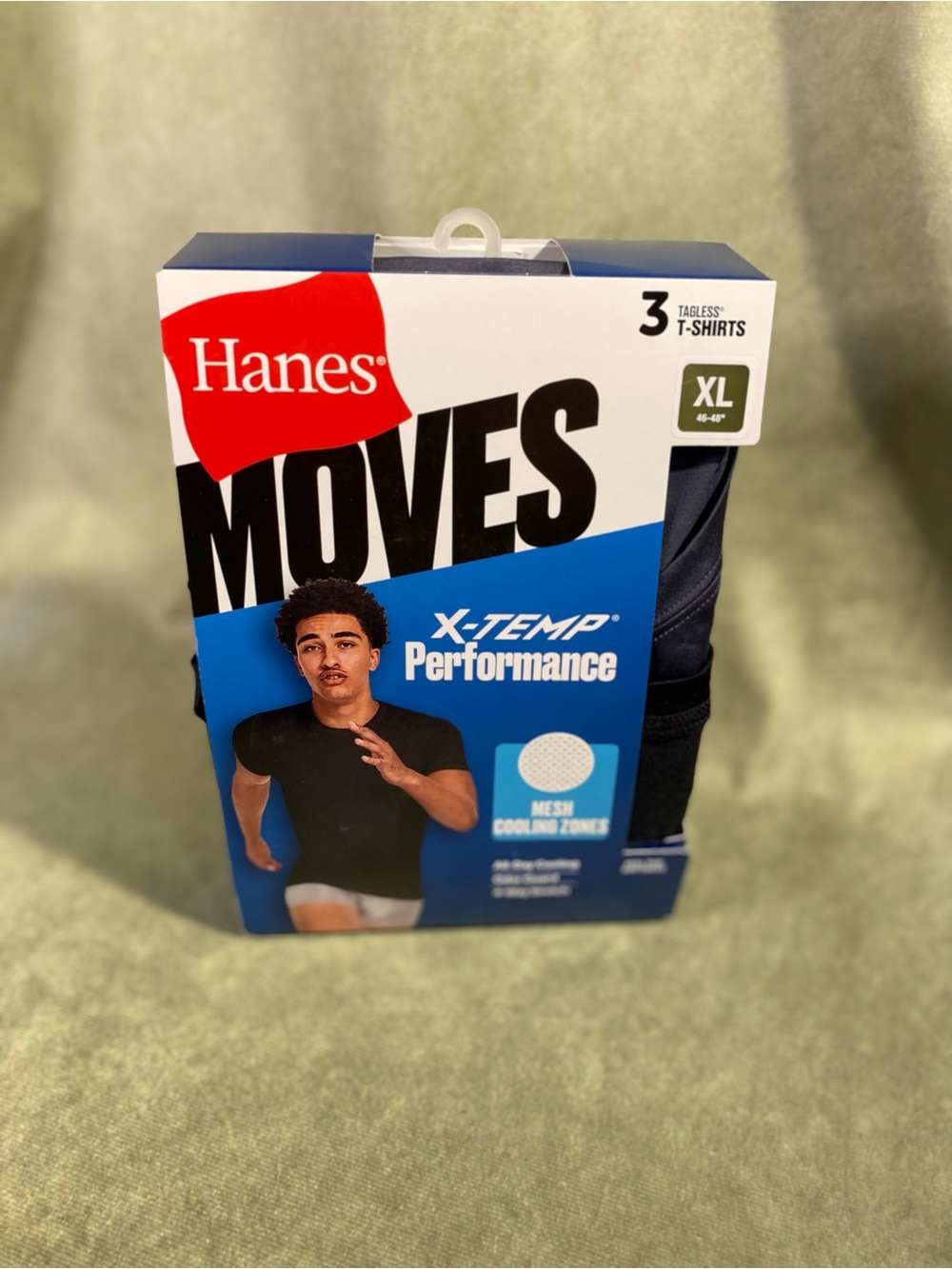 Hanes Moves X-Temp Performance Tagless T-Shirts - Black & Grey (XL)